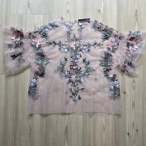 Floral embroidered sheer top